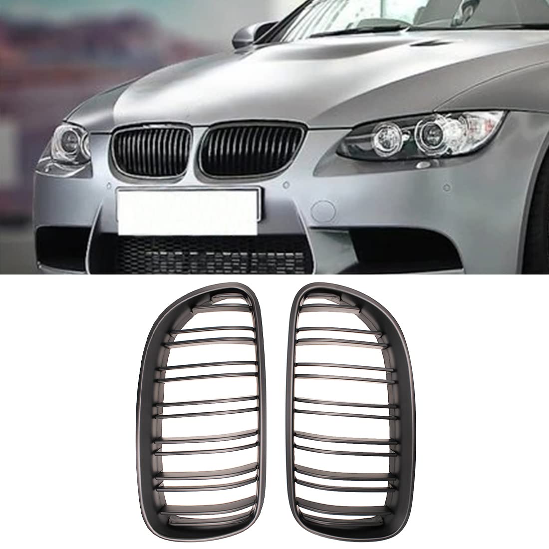 Amazon | HZYCKJフロントバンパーキドニーグリルマットブラックFor BMW